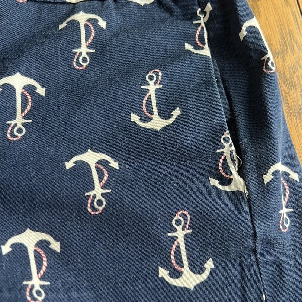 J.Crew Anchor Print Chino Shorts Navy White Nautical Size 2 Stretch